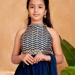Aarika Girls Embroidered Regular Sequinned Kurti with Palazzos & With Dupatta image 2