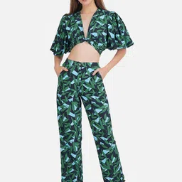 DESIGNS BY QUEEN BEE Printed Short Sleeves Pure Cotton Top With Trouser-image-25