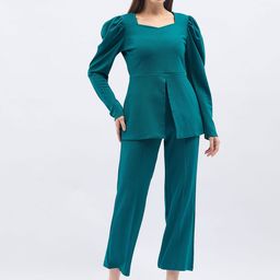 DressBerry Square Neck Top With Trousers Co-Ords Set-image-32