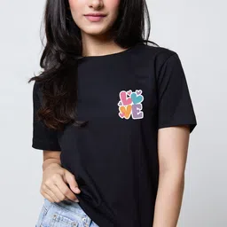 LoveDky Typography Printed Round Neck Short Sleeves Regular Fit Cotton T-Shirt-picture-6