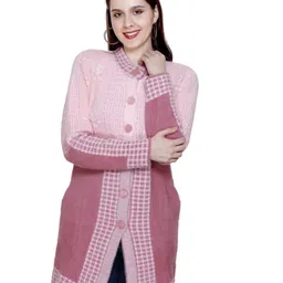 Chatanya Women Floral Self Design Button Detail Cardigan Sweater-image-82