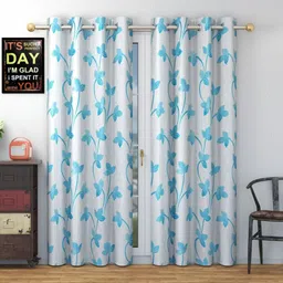 Galaxy Home Decor Blue Set of 2 Floral Door Curtain-image-20