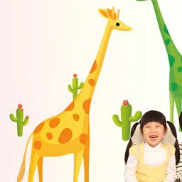 Asian royal Yellow & Green Giraffes Printed Waterproof Wall Sticker-picture-28