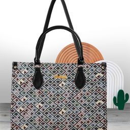 LIKE STYLE Ethnic Motifs Colourblocked Structured Shoulder Bag-3
