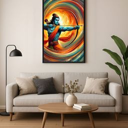 999Store Brown & Yellow Canvas Lord Rama Wall Paintings-image-95