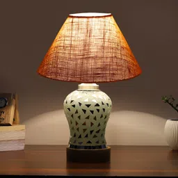 Aura Beige Frustum Shaped Wooden Table Lamp-image-56
