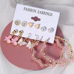 TheVineGirl Women Pack Of 6 Gold Plated Hoop Earrings-picture-28