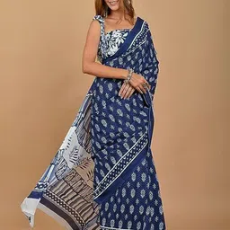 Vvlpf Ethnic Motif Printed Block Print Saree image 2