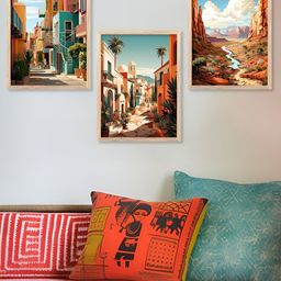 Kotart Brown & Orange 3 Pieces Wooden Abstract Wall Arts-picture-4