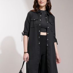 Cotton Blend Solid Coat For Women-image-61