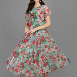 Printed Georgette Stitched Flared/A-line Gown-image-44