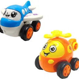 Unbreakable Friction Powered Toy Set of Plane & Helicopter for Kids – Pack of 2-6