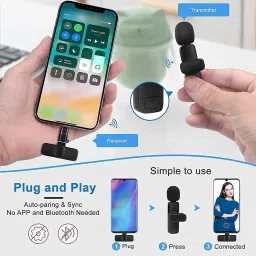 eth utility store Wireless K8 Lavalier Microphone Lapel Mic System Type-C For Recording Vlog Microphone image 2