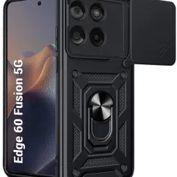 Back Cover for Motorola Moto Edge 60 Fusion 5G D10 Tough Armor Bumper Back Cover Case - Black-image-53