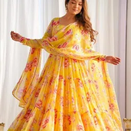 Printed Georgette Stitched Anarkali Gown-image-55
