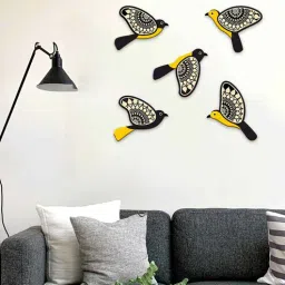suveharts 5 Pcs Black & Yellow Wooden Cute Bird Plaques-picture-22