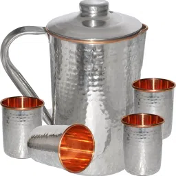 Copper Pitcher With 4 Tumblers Drinkware Setbest Quality For Ayurveda Healing Jug Glass Set-image-60