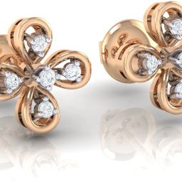 Diamtrendz Jewels BIS Hallmarked Rose Gold 14kt Cubic Zirconia Stud Earring-image-4