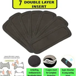 chhote janab Free Size Wetfree Reusable Washable Adjustable Cotton Diaper Nappy Inserts for Baby Cloth Diapers, 5 Layer Bamboo Charcoal Inserts Liners Natures Cloth Diaper Liner For Babies of Ages 0 to 2 years - M - L (7 Pieces) image 2