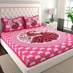 144 TC Cotton Double Floral Flat Bedsheet-25