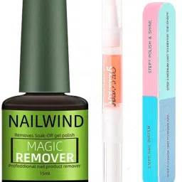 Gel Nail Polish Remover,with 6 Step Buffer and Cuticle Oil, 3 Pcs set-0