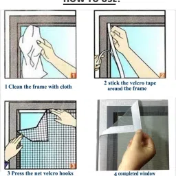 royalkart HDPE - High Density Poly Ethylene Adults Washable 5FT X 4FT 120GSM Mosquito Net For Window With Velcro Adhesive Hook and Loop Tape (Unstitched) Mosquito Net image 4