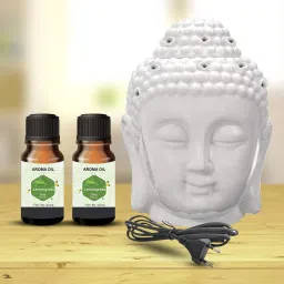 PEEPRESION Ceramic Electric Buddha Aroma Diffuser Night Lamp With 2 Lemongrass Aroma Oil Fragrance Your Home, Office, Spa, Hotel, Club Diffuser-18