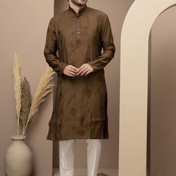 Dulha Ghar Men Embroidered Regular Kurta with Pyjamas-image-106