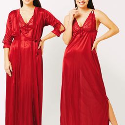 XPIOX Women Shoulder Straps Satin Maxi Nightdress-image-27