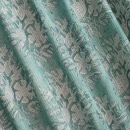 Fabindia Palampur Teal Blue & White Ethnic Motifs Printed Cotton Door Curtain-picture-11