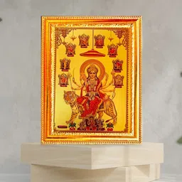 SUNINOW Gold Toned & Red Goddess Durga Ma Printed Photo Frame image 2