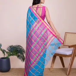 leelipeeri designer LeeliPeeri Checked Woven Design Zari Saree image 4