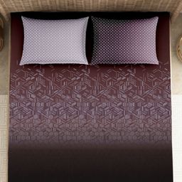 VINTANA Maroon Geometric 250 TC Cotton King Bedsheet Set-2.74 m x 2.74 m-image-16