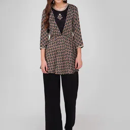 Bindigasm Printed Peplum Top With Palazzo Co-Ords-picture-1