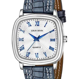 LOUIS DEVIN Men Brass Embellished Dial & Textured Straps Analogue Watch LD-G042-BLUE-image-71