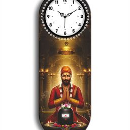 OLIVE TREE Gold-Toned & Red Wooden Analogue Wall Clock-picture-12