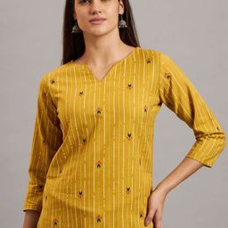 Ojjasvi Striped Printed Regular Cotton Straight Kurti-picture-5