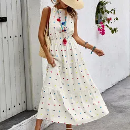 Outzidr Floral Print A-Line Midi Dress-image-23