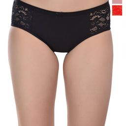 Valles365 by S.C. Women Pack Of 3 Anti Bacterial Lace Hipster Briefs-picture-36