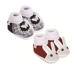 NESKA MODA 0 To 6 Month Newborn Infants 2 Pair Combo Soft Cotton Butterfly Frill Booties-38