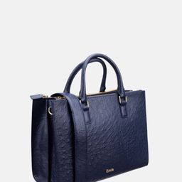 GIOIA Textured Leather Structured Tote Bag with Cut Work image 4