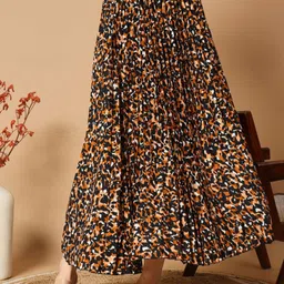 ZWERLON Printed Pleated A-Line Maxi Skirt-picture-43