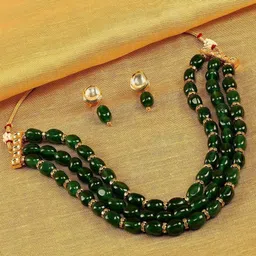 House of Pataudi Gold-Plated Kundan Studded & Stone Beaded Jewellery Set-image-15