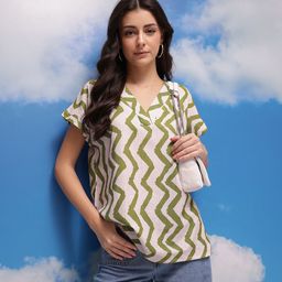 CORSICA Geometric Print Extended Sleeves short Top-picture-7