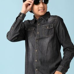 V-Mart Boys Spread Collar Solid Cotton Casual Shirt-image-98