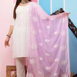 Bunkraft Embroidered Georgette Dupatta with Thread Work image 5