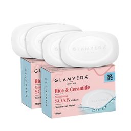 GLAMVEDA Set Of 4 Rice & Ceramide Skin Brightening Soap With Hyaluronic Acid - 75 g Each-0