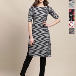 7Threads Selection Of 6 Chevron Printed Round Neck Straight Kurtas-image-46
