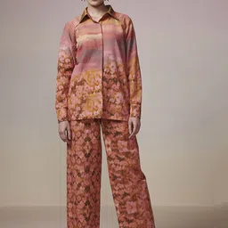 Dressfolk Sunrise Gala Floral Printed Linen Cotton Shirt & Trousers-image-5