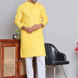 Jompers Band Collar Straight Kurta With Trousers-image-44